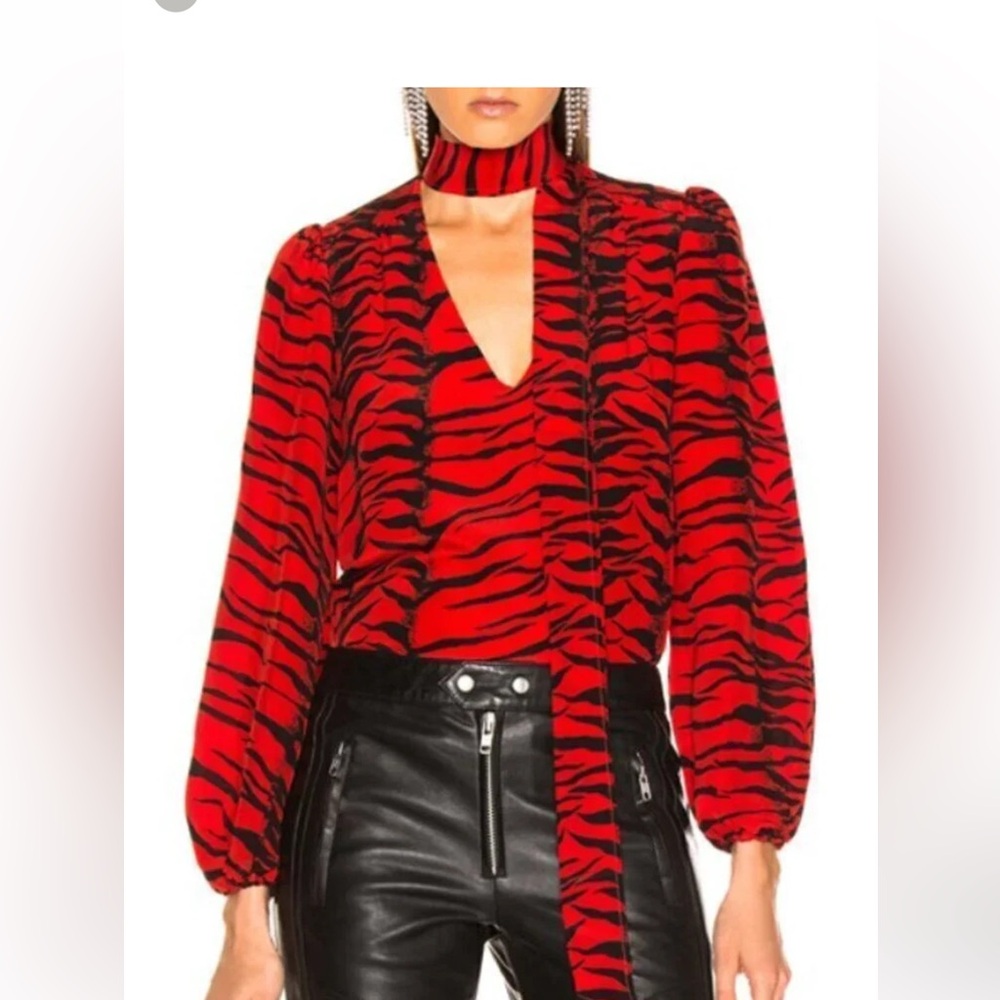 Women's silk black and red zebra